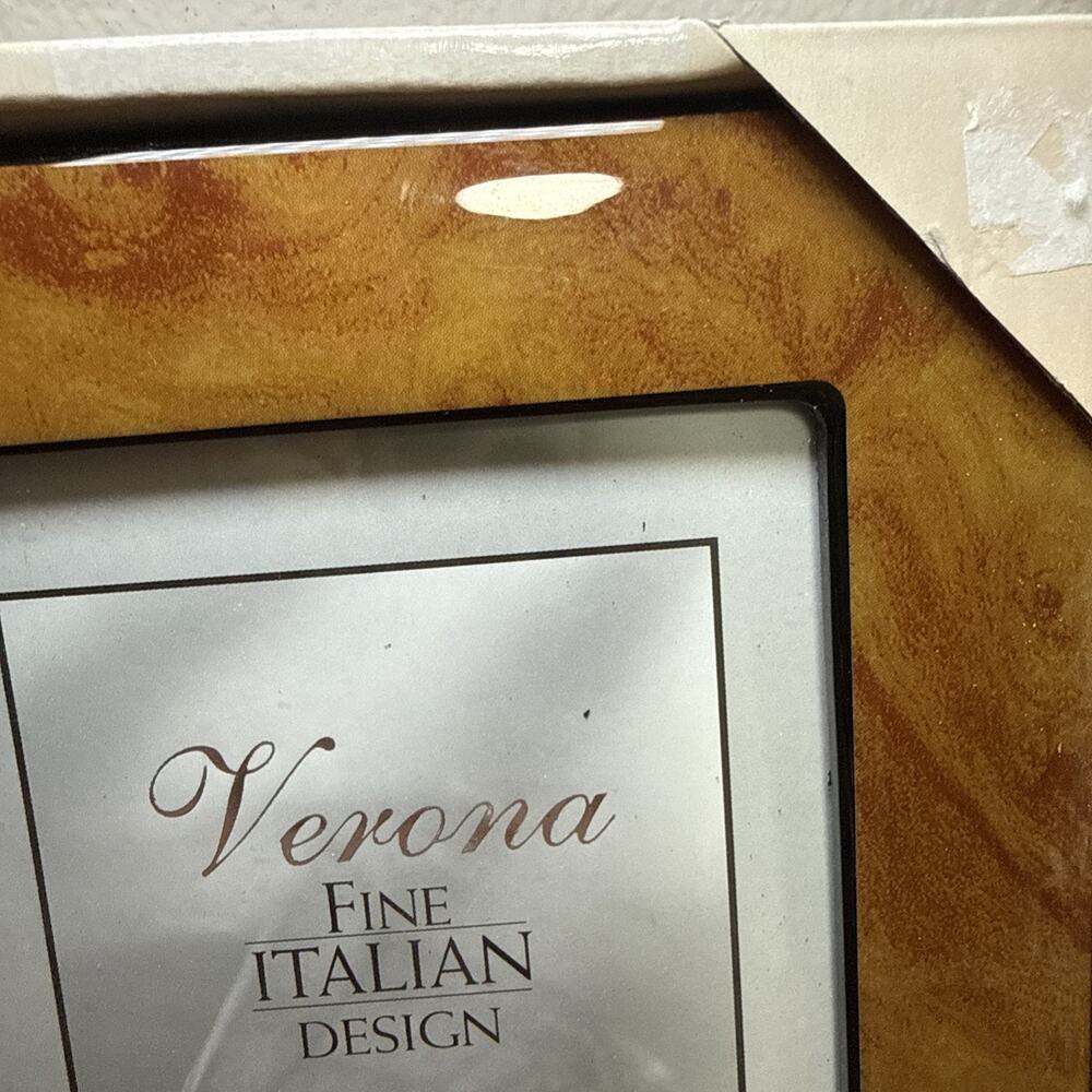 Lawrence Verona 4x6 Italian Design Burl Wood Photo Frame Glass New In Box NOS - Picture 3 of 8